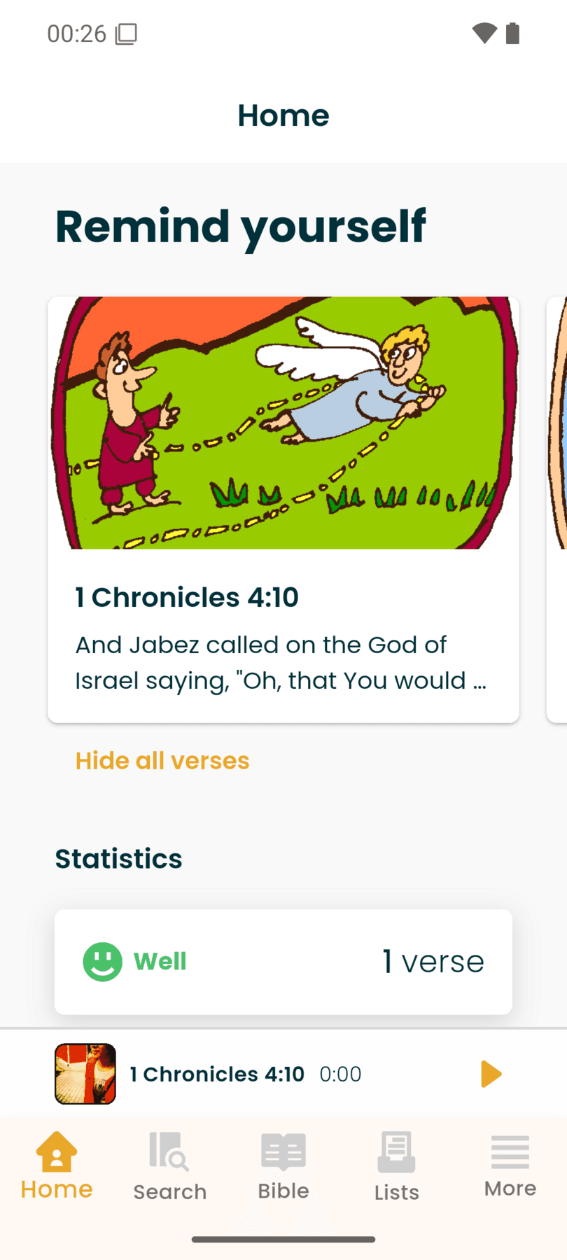 WalkingBible app — Home screen